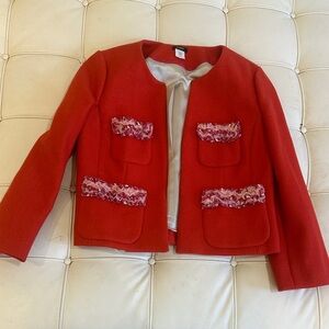 J. Crew Red Blazer with Pink Accents